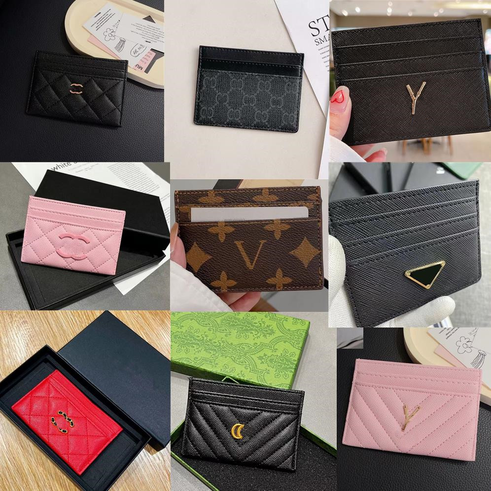Designer Credit ID Card Holder Sheepskin Leather Wallet Money Bags Plaid Cardholder Case for Men Women Fashion Mini Cards Bag Coin Purse with Box 