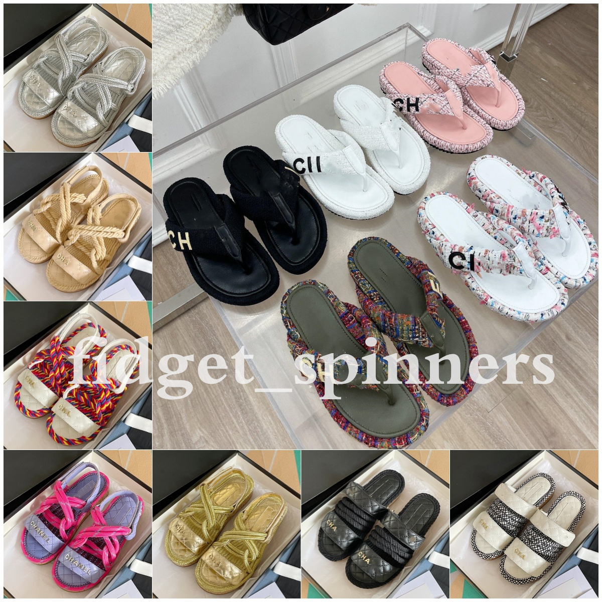 Fashion Designer Slippers Women hemp rope Sandals Summer Slippers 1:1 Original Quality-image-946298623
