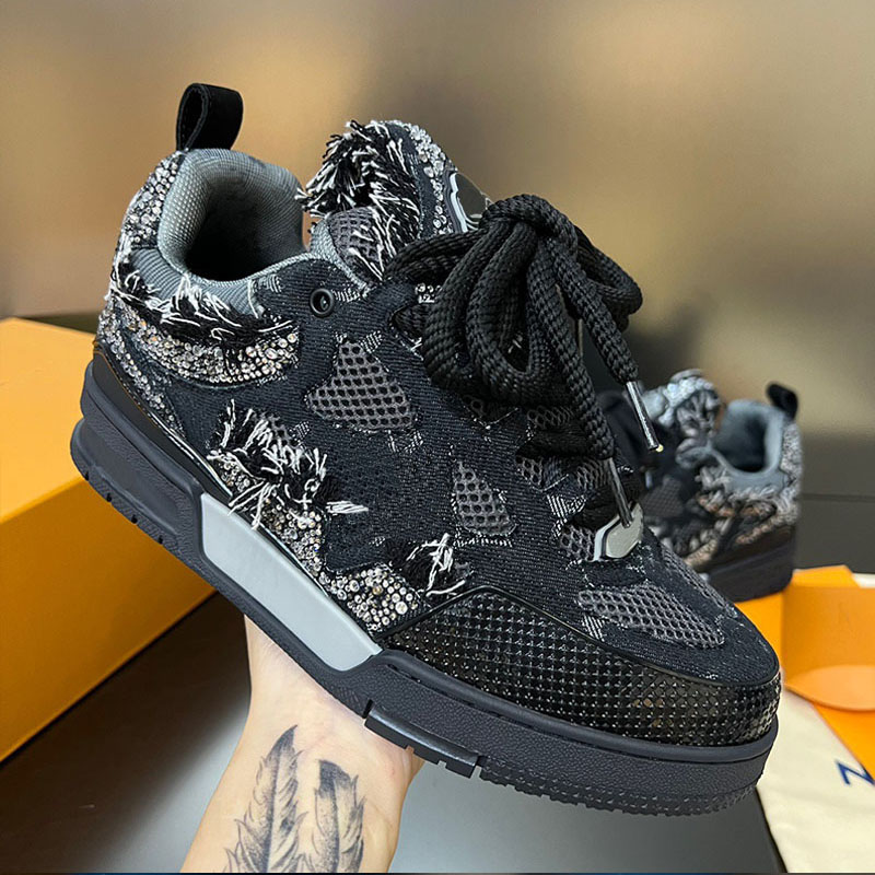 Designer bread shoes men Skate Sneakers unique Womens With diamond leather made upper ventilate mesh bicolor model side incorporates Flower 1854-image-906225450