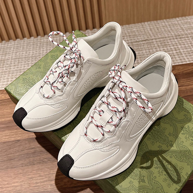 Womens Run sneakers Blue red Interlocking G with stripe detail leather made upper side Interlocking G brogue detail Rubber sole Men sneakers-image-946597554