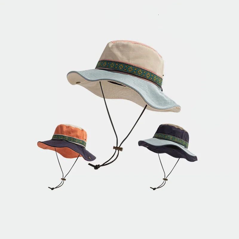 Spring Summer Versatile Sun Parent-child Bucket Hat Men Women Eaves Outdoor Hat Women Camping Hiking Hat 240601