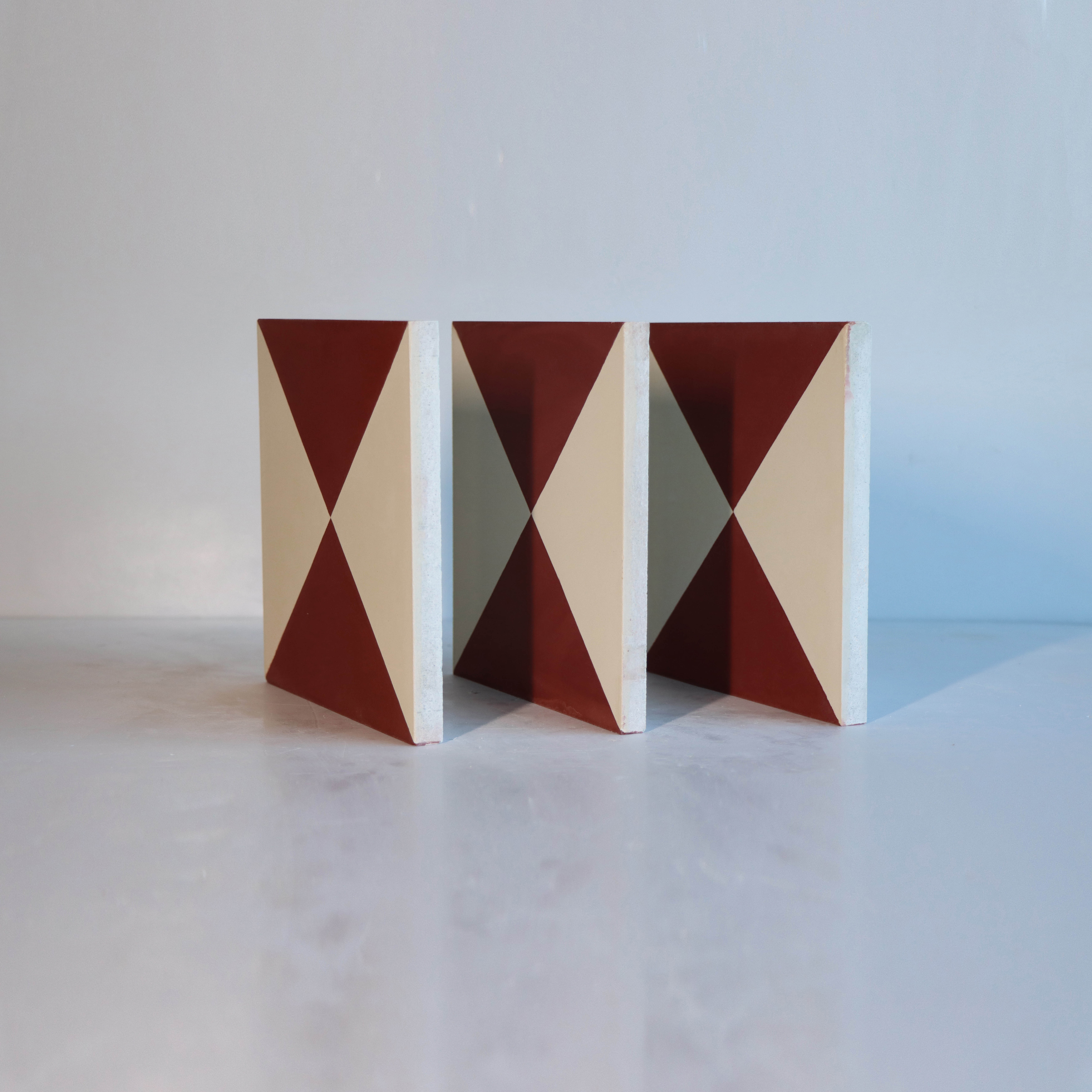 Handmade cement tiles do not require firing red and white pattern splicing-image-984181146