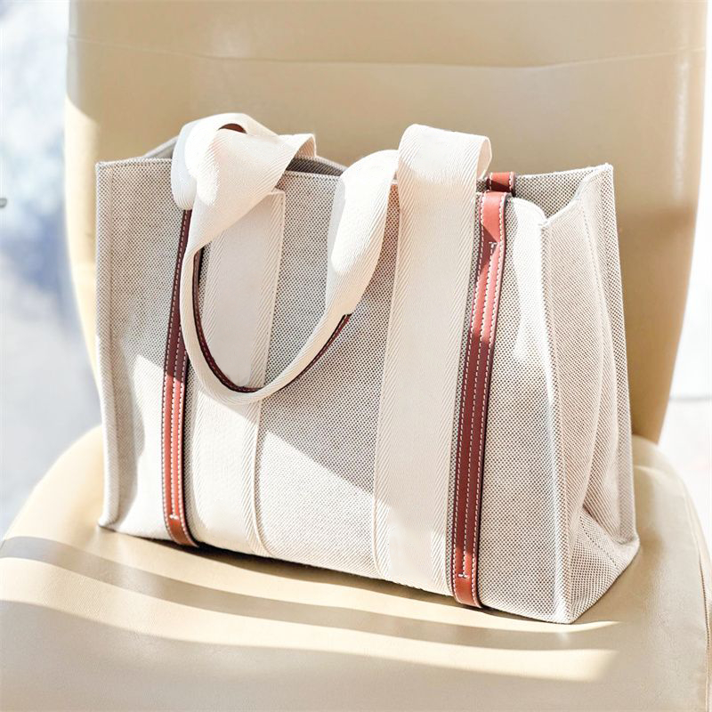 Womens woody Large Canvas Beach shopping bag Luxury Clutch Cross Body handbag 10a designer bag straps mens Purses Shoulder Totes 3size pochette weekender travel bag 
