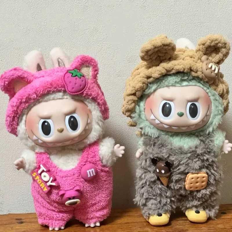 Stuffed Plush Animals 17cm original Labubu dress heartbeat Macaron baby pendant dress Enamel Face Labuwa dress replaces dollless T240531-image-984244413