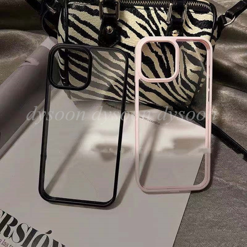 Phone Cases Pink Black 2 Colors Transparent Phone Cover With Box-image-746338913