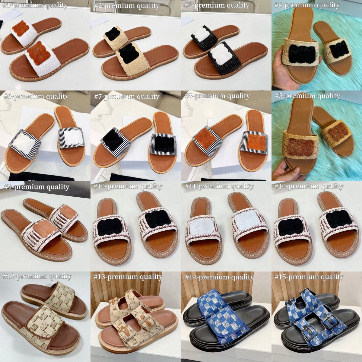 10A Premium Designer Slippers Women's Summer Vocation Woven Slippers in Canvas Knitted Beach Shoes Big Logo Platform Flat Bottom Shoe 23088-image-984325426