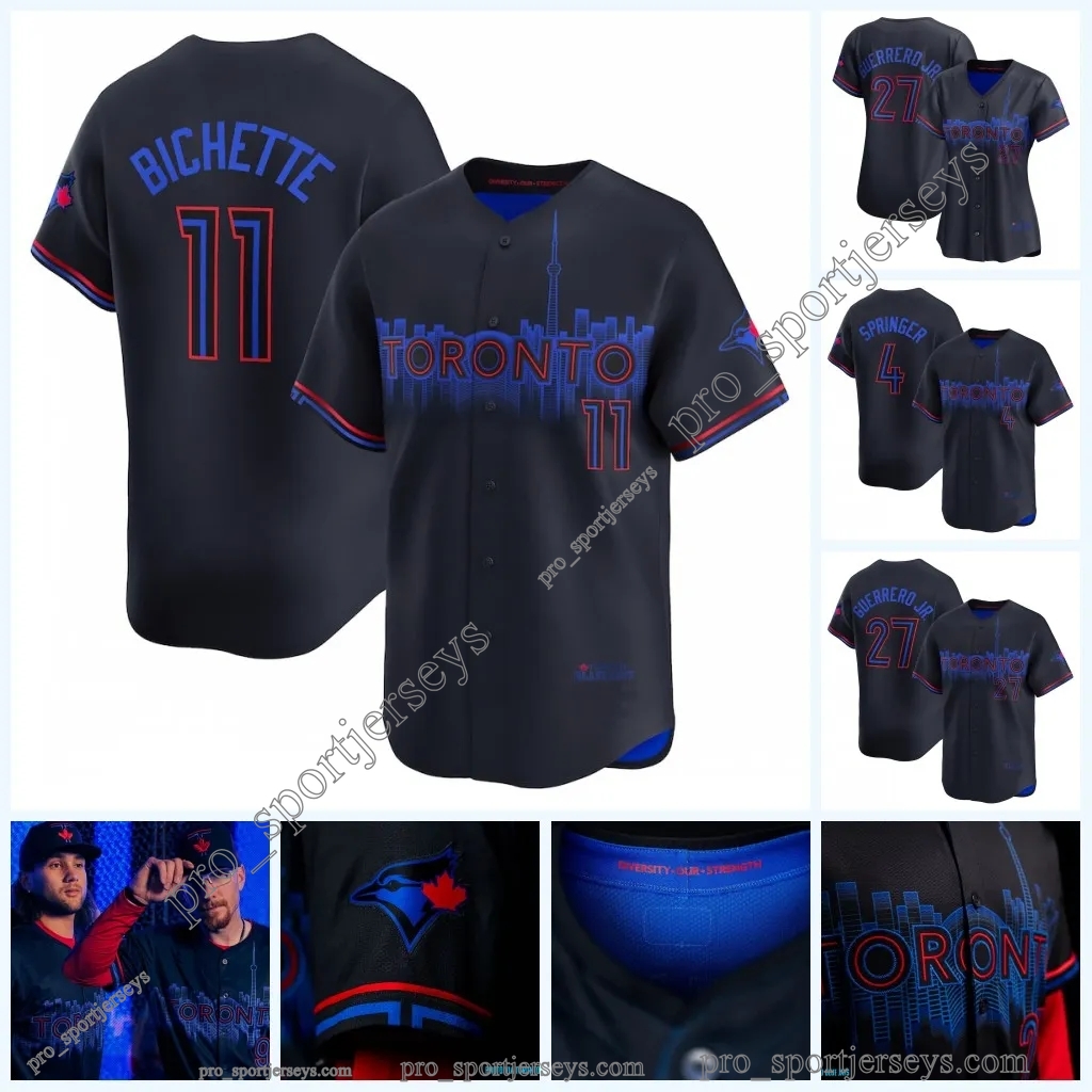 27 Vladimir Guerrero Jr. Bo Bichette Baseball Jersey 2024 City Connect Alejandro Kirk George Springer Torontos Davis Schneider Kevin Gausman Blue-image-984344194