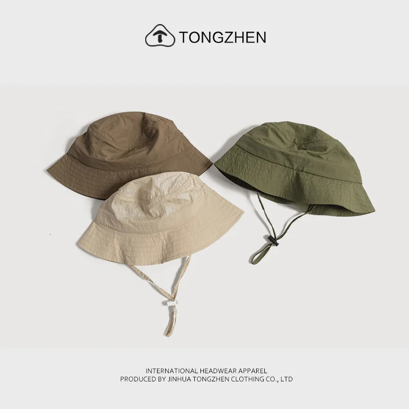 Ins Solid Color Casual Bucket Hats for Men and Women with Summer Thin Quick-drying Sun Protection Versatile Drawstring Basin Cap 240601