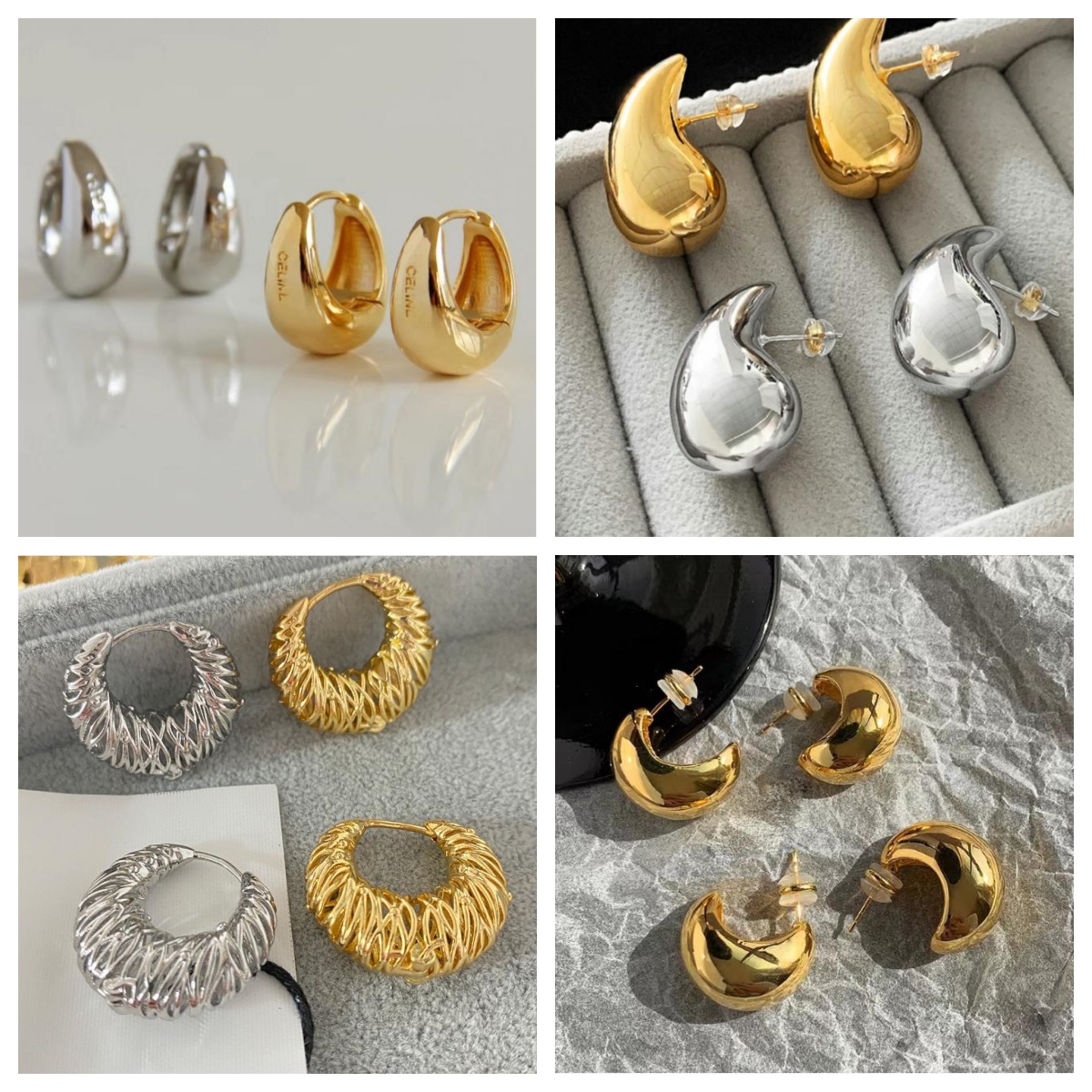 Simple personality Round 18K Gold Plated Hoop Earrings For Women Fashion Stainless Steel Oval Earrings Party Jewelry