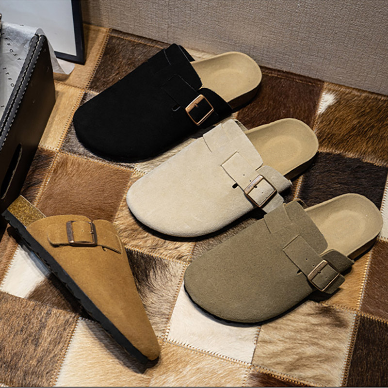 clogs slippers designer sandals Men Women soft footbed flat Slipper Suede Leather Taupe Mink Slide Clog Flip Flops Buckle Strap Platform Slides-image-984657719