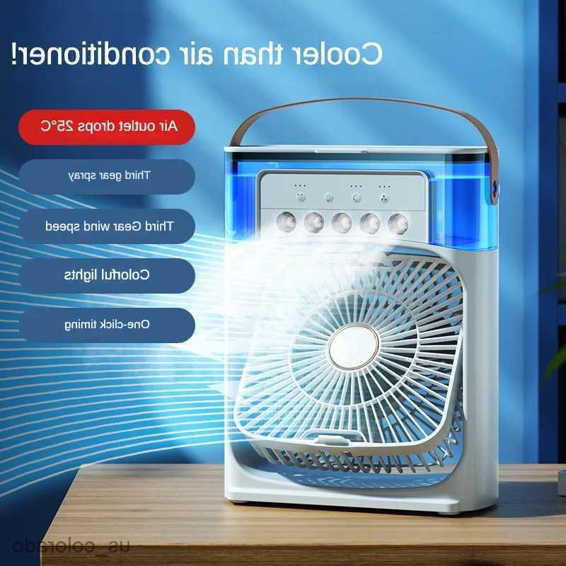 Electric Fans Portable Humidifier Fan AIr Conditioner Household Small Air Cooler Hydrocooling Portable Air Adjustment For Office 3 Speed Fan L260-image-984983705