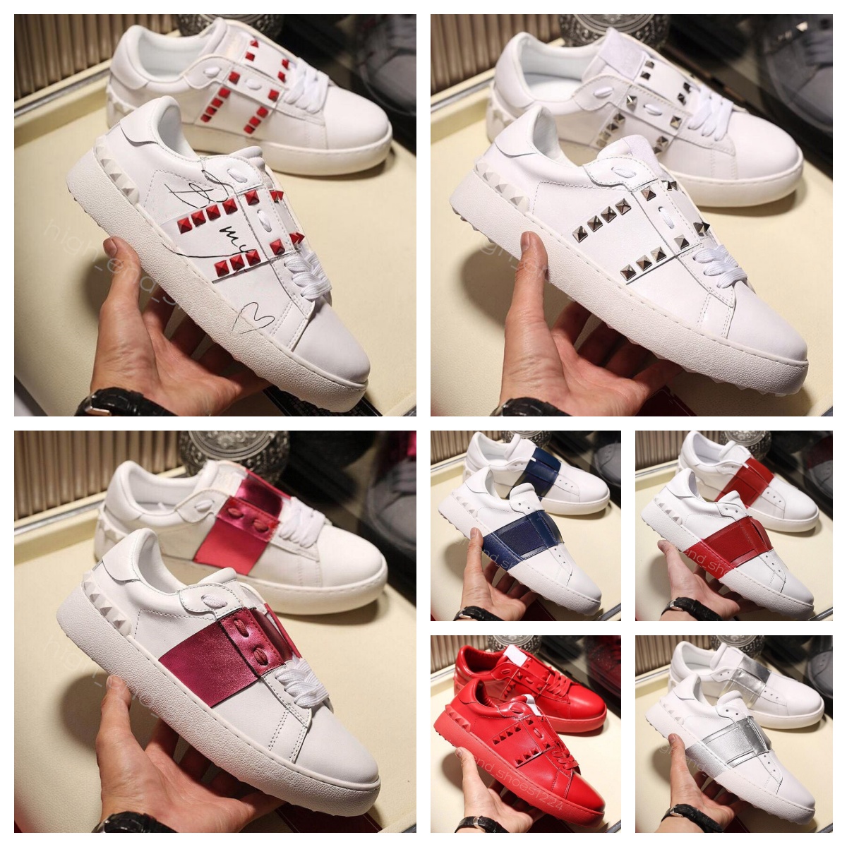 Unisex sneakers designer shoes casual shoes sneakers men shoes women fashion skate shoes black and white rivets inlaid with leather stitching ret-image-984947744
