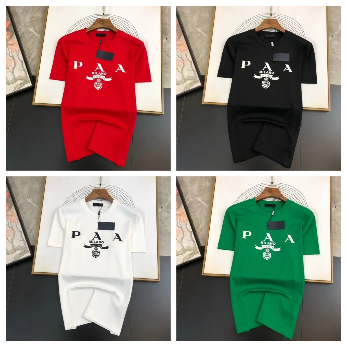 2024 Designer Brand Luxury Mens T Shirts Soft Cotton Short Sleeves T-shirts Summer Casual Comfort Design Black White Green Red Men's Clothing T
