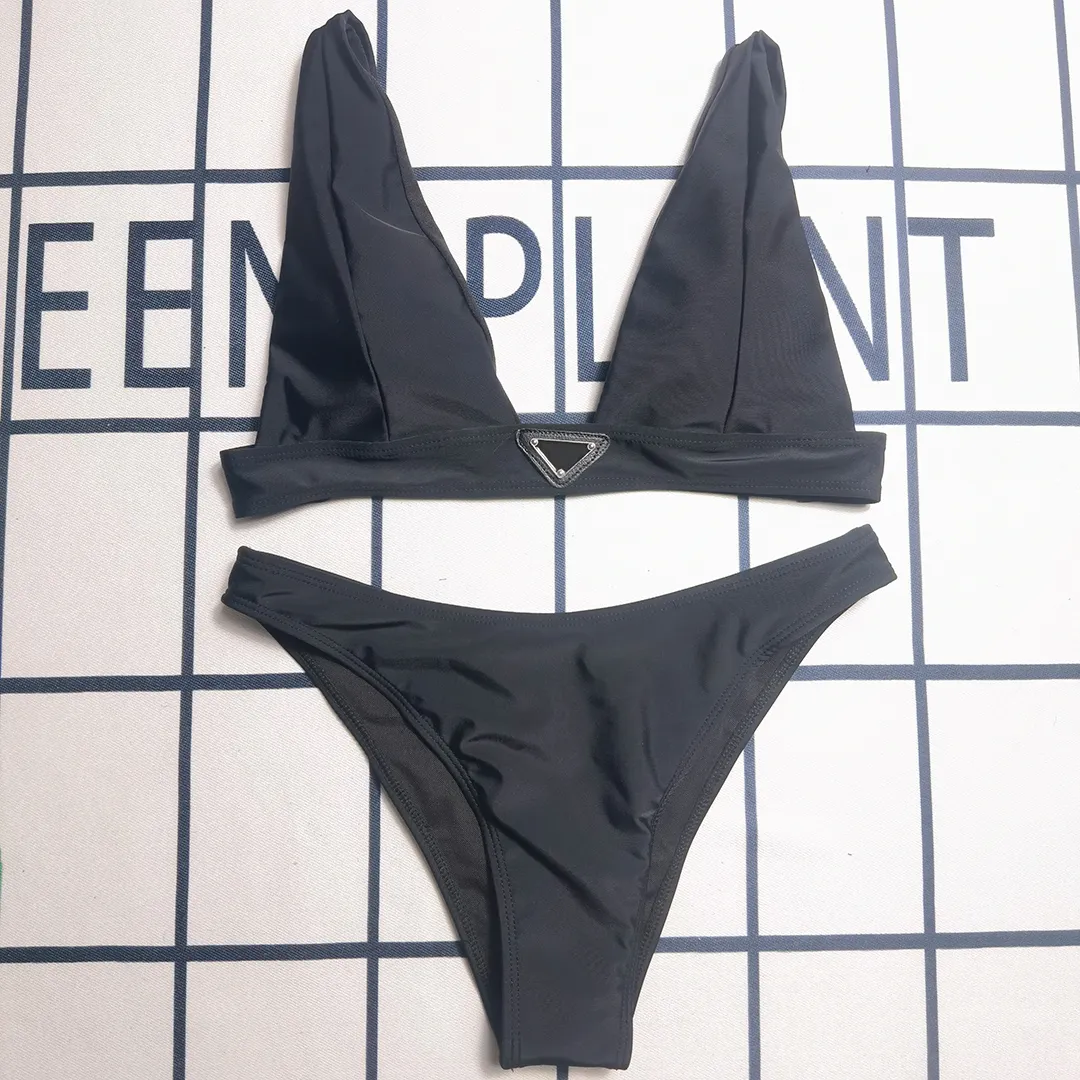Designer swimwear suit bikini luxury set swimsuit women Letter Diamond set logo bikini Solid color Black and white high waisted one piece swimsui-image-984988965