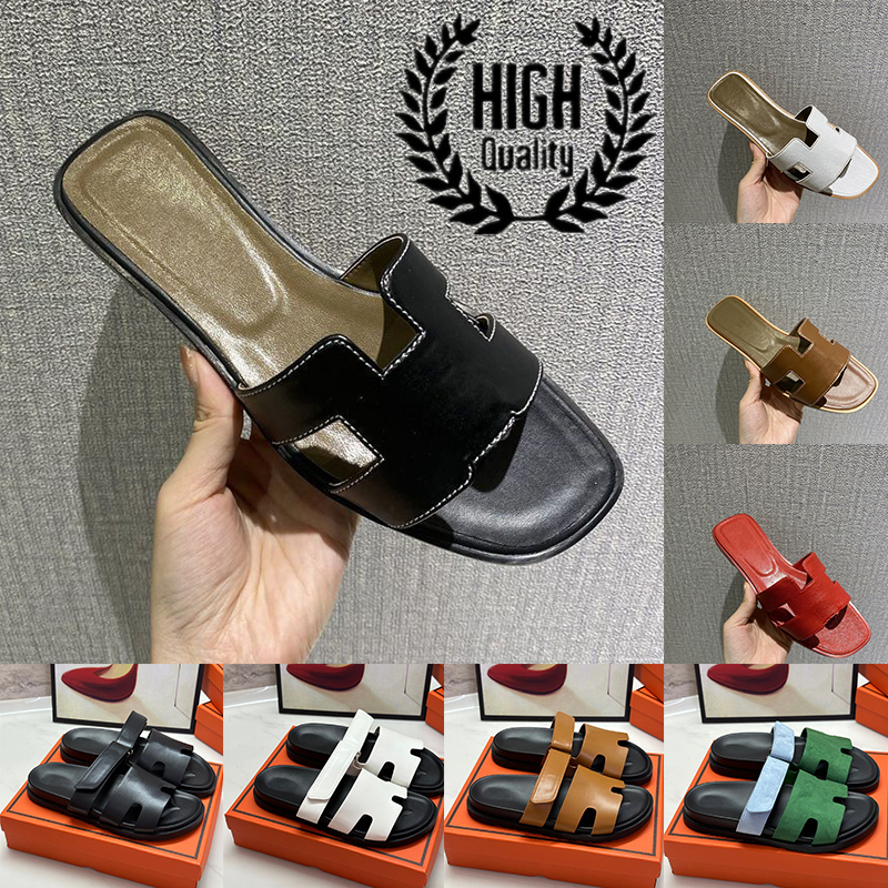2024 Designer Sandals Leather Slippers Flip Flops Fashion Luxury Slides Luxe Womens Ladies room mule claquette sandles Black 35-42 Summer Low Heels Woman Shoes 