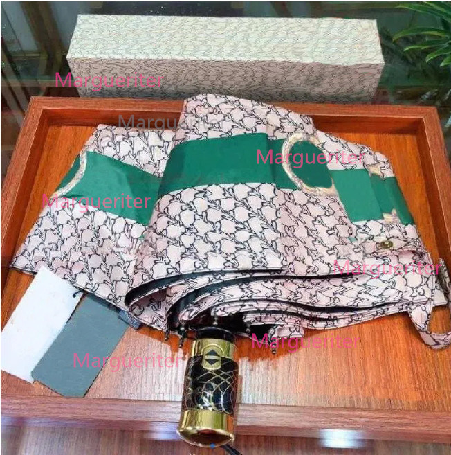 Umbrellas Luxury Automatic Sunshade Umbrella Designer With Box Three-folding M260302-image-1095984889