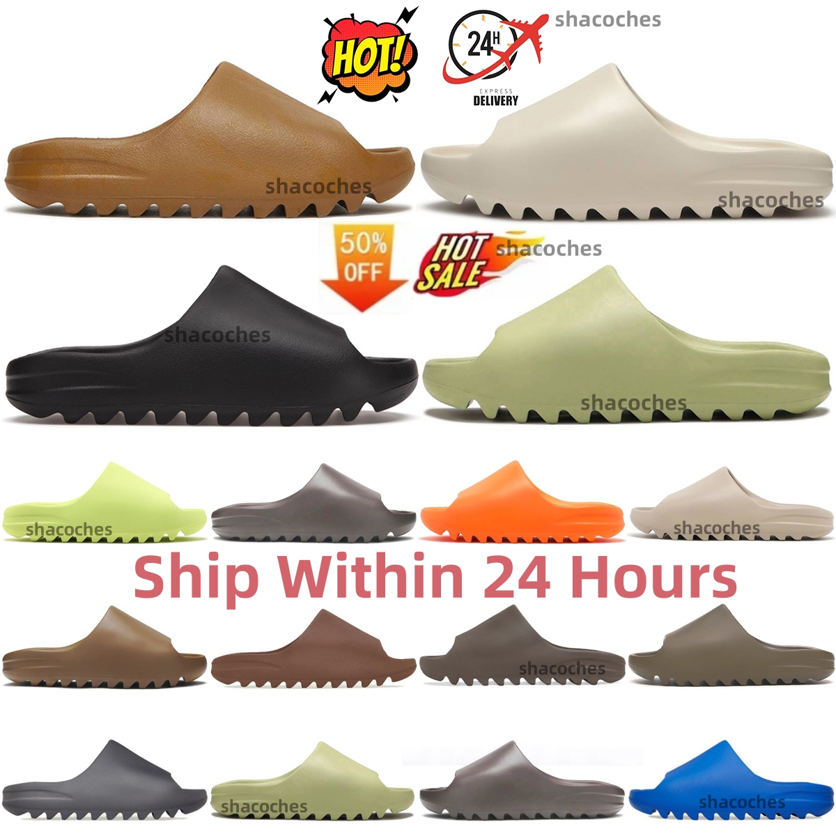 Designer Slide Slides Slippers Clogs Mens Womens Onyx Slate Clog Slipper Grey Slate Marine Bone Azure Dark Flax Salt Pure Resin Glow Green Ochre