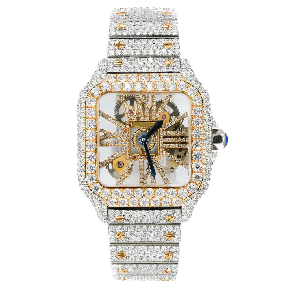 Watch, hip-hop style jewelry designer watches, all-ice diamond tungsten steel strap quartz dial inlaid with hand-framed men's watches-image-990176483