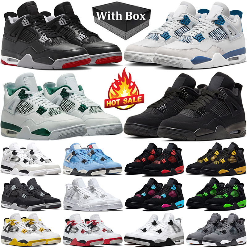 With Box 4 basketball shoes men women 4s Military Blue Bred Reimagined Black Cat Pink Oreo Metallic Gold Red Thunder Military Black Mens Trainers Sport Sneakers 