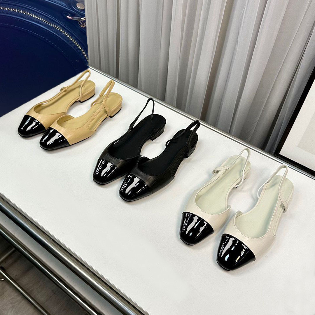 Classic Lady sandal designer SHoes Leather outsole sandals party Letter splicing women Dance Dress shoe Suede Flat shoes Suede panel Woman shoes size 35-41-42 With box 
