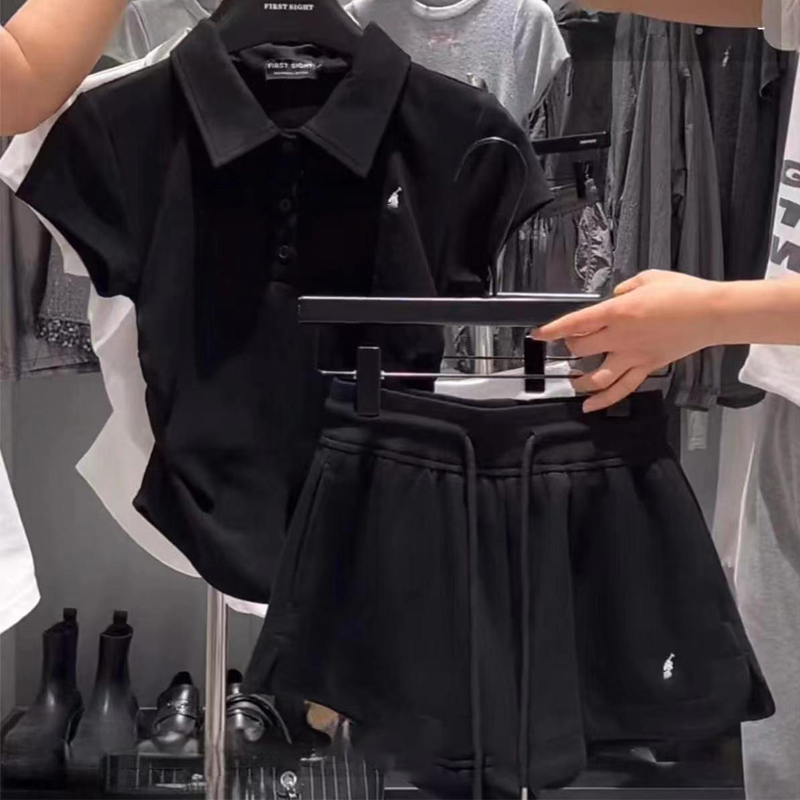 Womens polo sportswear designer tracksuit tennis Sportswears casual fitness tshirt skirt suit embroidered pony polo shirt trousers-image-985465038