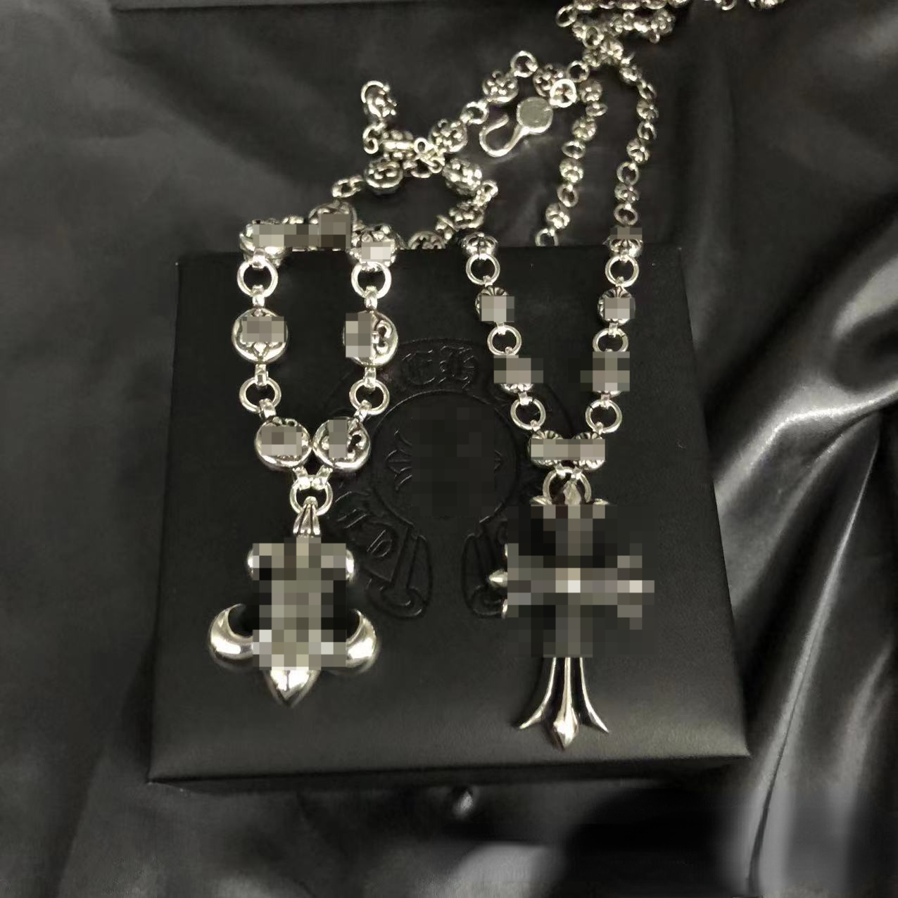 Cross Anchor Pendant Necklaces Punk Personality European and American Retro Silver Chain Trend Style-image-985405952