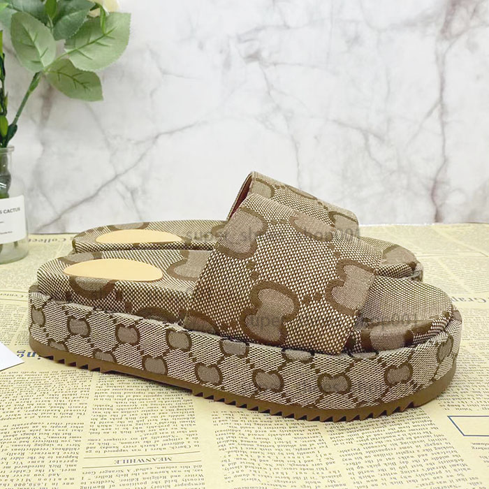 designer slipper womens fashion embroidered canvas Flat Mules Platform Embroidered Linen High Heel Sandal platform sliders Shoes 