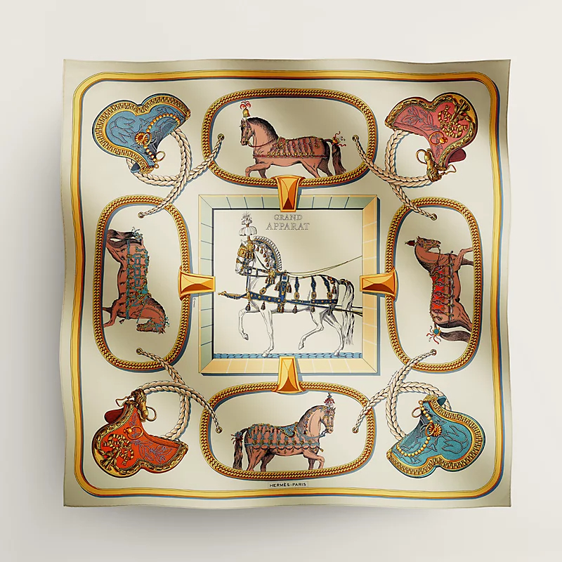 New Designer Silk scarf H High quality square silk scarf girl Bright color ring headband H Top Brand letters Classic bag pattern chain buckle Lux-image-985534824