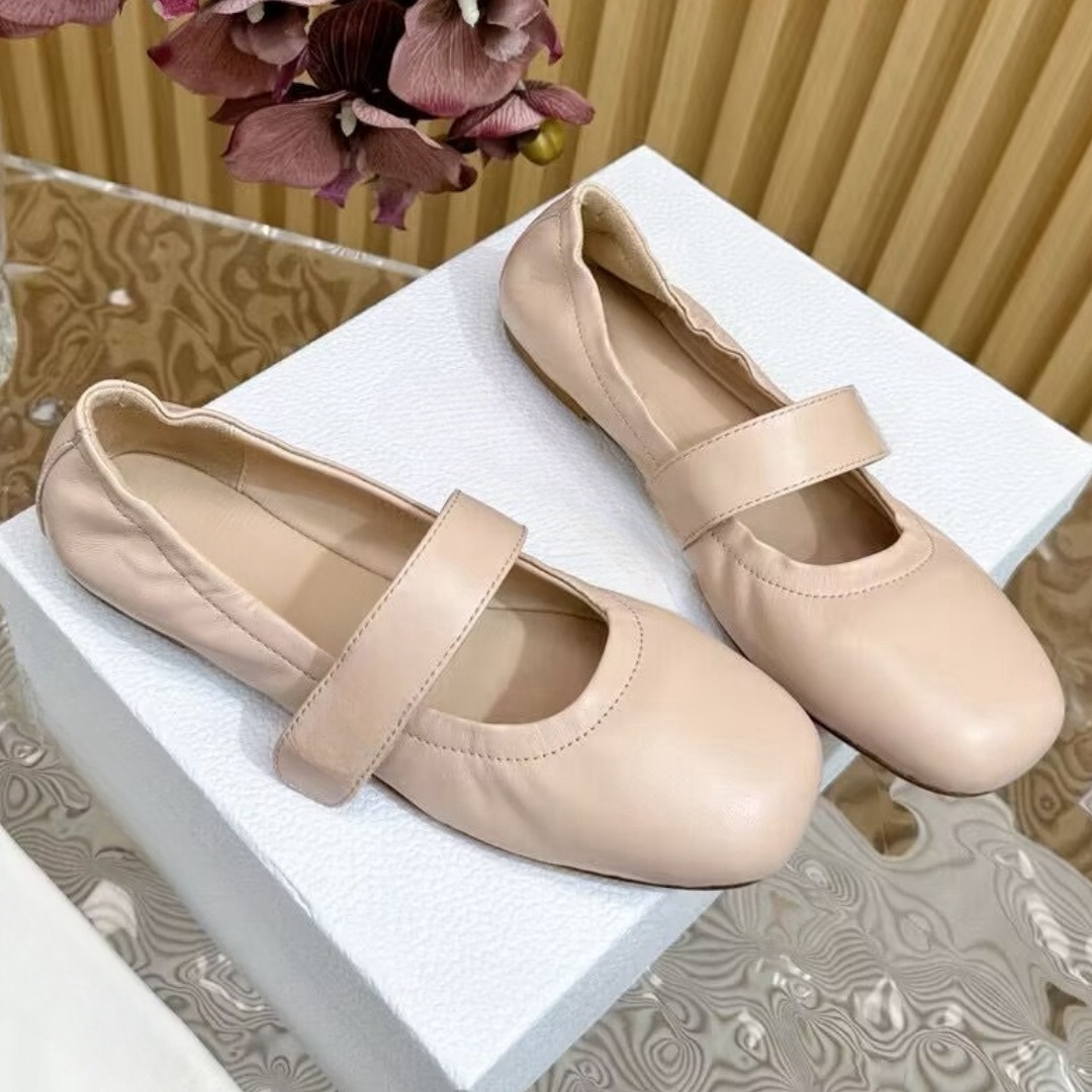 10A Premium Leather Ballet Shoes for Women French Style Flat Bottom Round Toe Shoes with Genuine Leather 35-41 Festival Gifts 27406-image-985985890