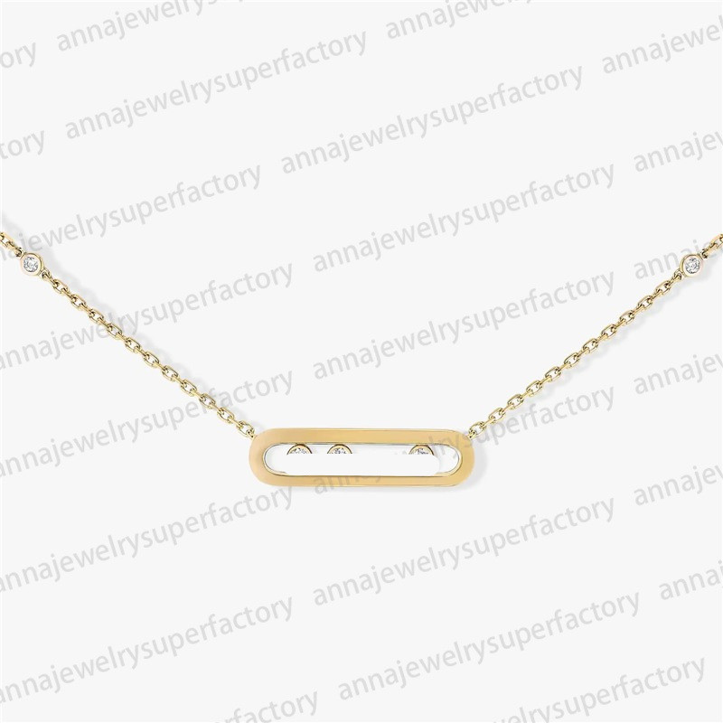 Designer M series Pendant Necklaces for Women 18K Rose Gold Silver Geometric diamond sliding Three Diamond Jewelry necklace Personality luxury gi-image-986582545