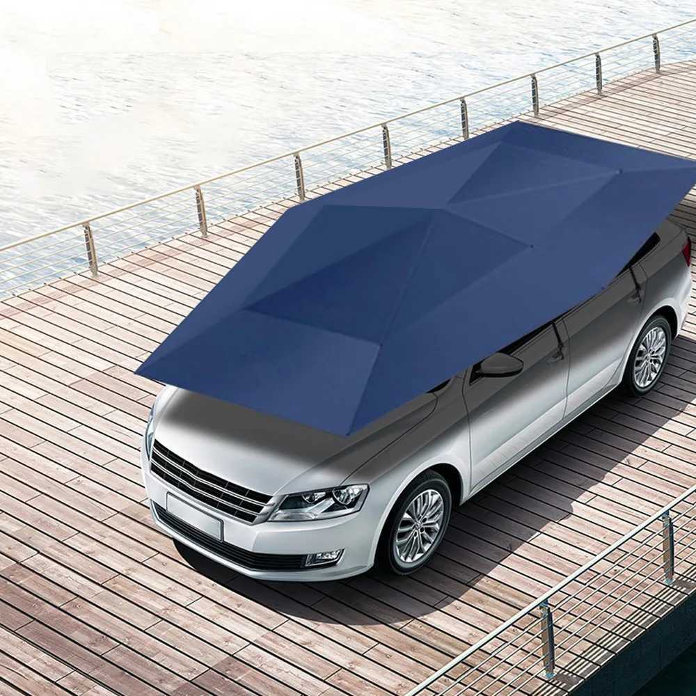 Car Covers Semi-automatic Car Sunshade with bracket Outdoor Camping Parasol Sun Protection Cover Car Protected Clothing Cover Car Umbrella S24605-image-986049145