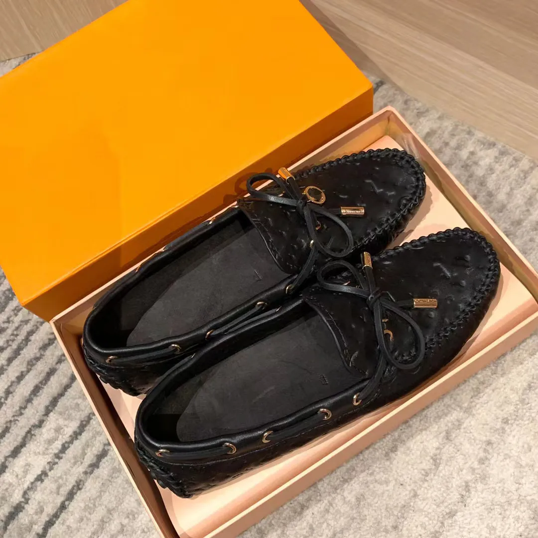 Fashion Gloria Flat Loafer Shoes Luxury Designer Women Doudou shoes Classics leather Leisure High Quality loafer Casual Shoes Size 35-41-image-986035246