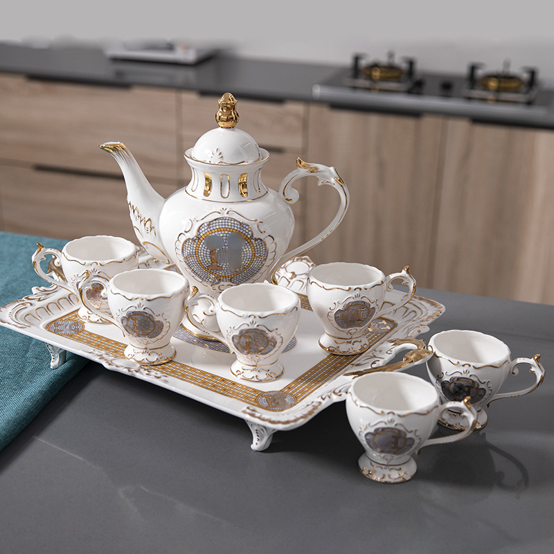 Designer Sets European Creative Hand-Painted Gold 8 Pcs Coffee Cups Set Western 6 People Afternoon Tea Housewarming Wedding Holiday Gift Z251111-image-1095439863