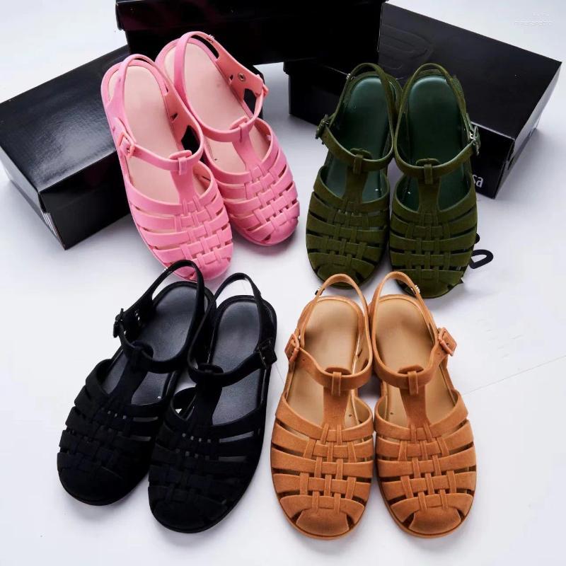 Sandals Summer Women Retro Roma Ins Fashion Korean Female Flock Jelly Shoes Braided Bun Head Beh 237 Q260916