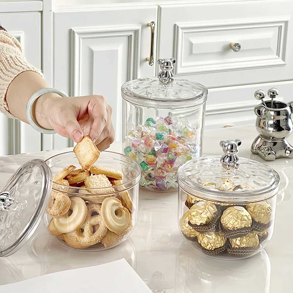 Organization Kitchen Storage Food storage jars transparent tea coffee sugar storage jars covered kitchens and moisture proof food storage contain-image-999201545