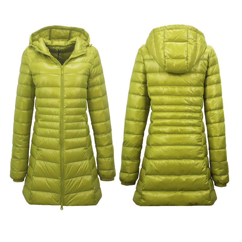 Hooded Pack It Down Long Jackets Yoga Long-Sleeves Thin Down Jacket Solid Color Puffer Coat Sports Winter Outwear