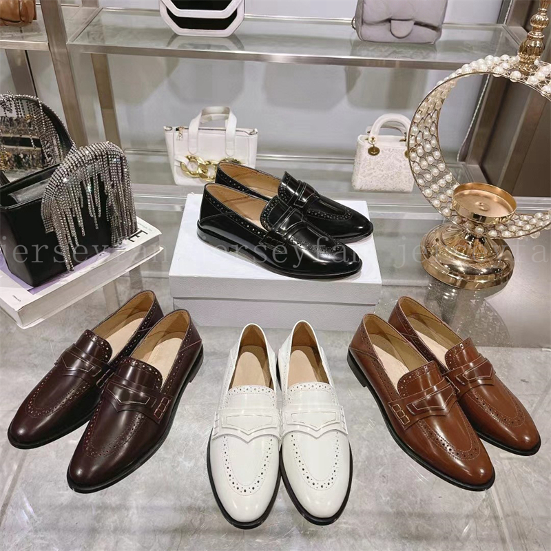 Top Quality Women Loafers Size EUR 35-40 Carving Design Single Shoes 27676-image-986134756