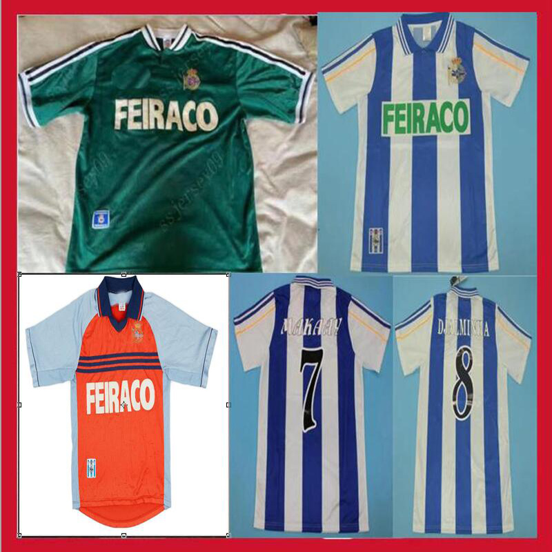1999 2000 Deportivo de La Coruna Retro Soccer Jersey 7 MAKAAY 8 DJALMINHA 9 TRISTAN VALERON HELDER ZIANI 99 00 classic Away Football Shirt 