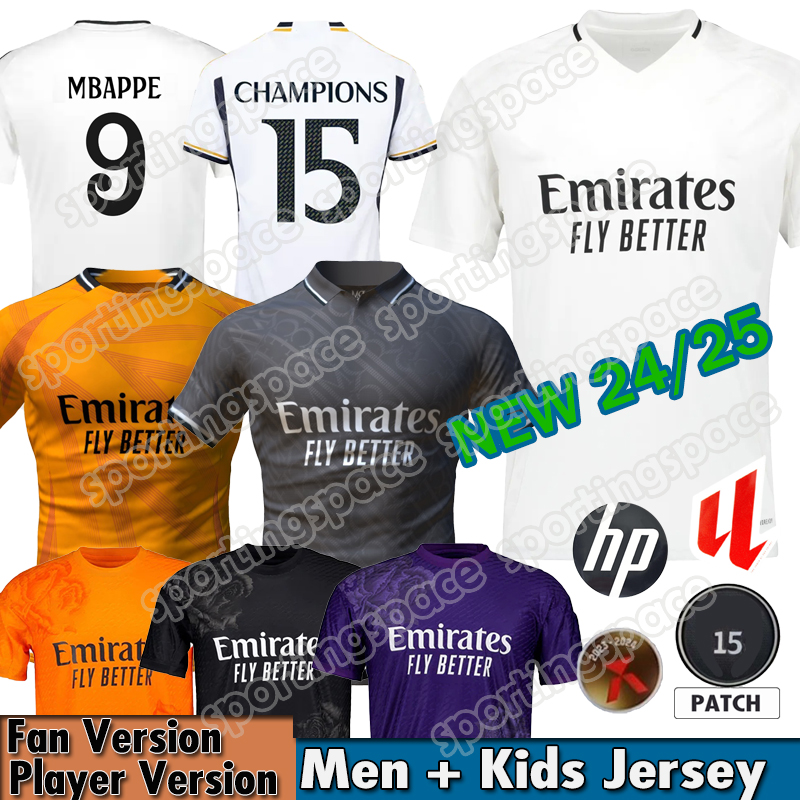 23 24 25 MBAPPE BELLINGHAM ReAl MaDrIDs Soccer Jersey Y 3 Kids Kit Home Away Third Fourth Football Shirt RODRYGO VINI JR Plus Size 4XL Goalkeeper Purple Black 2024 Final 