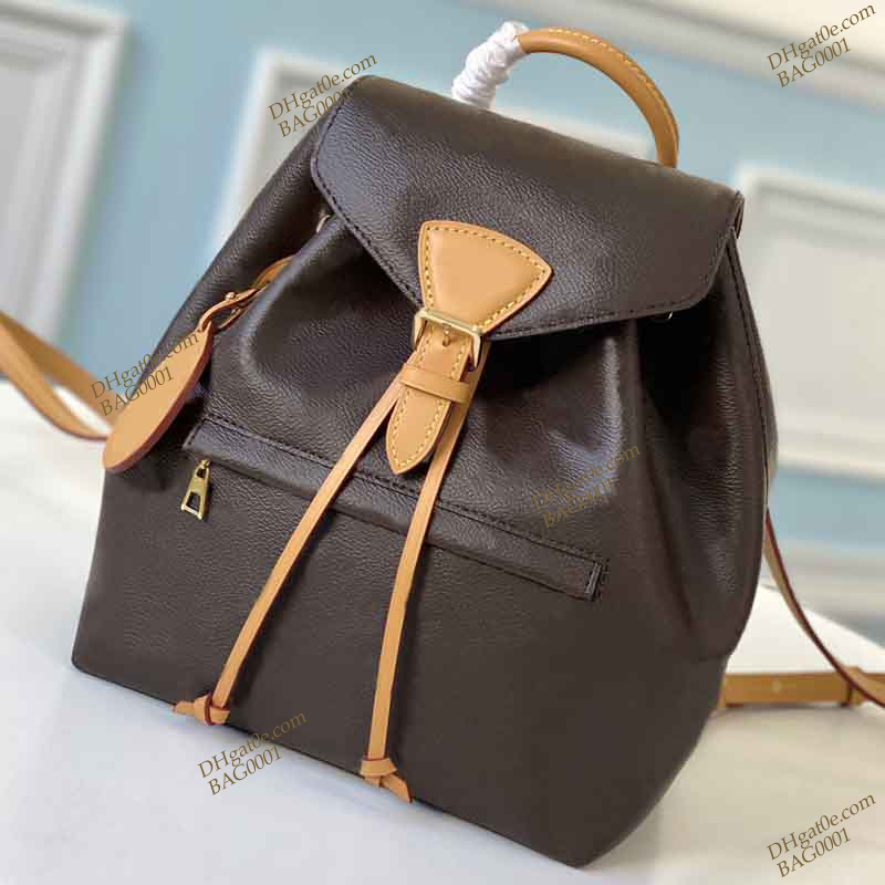 Montsouris Bags backpack women genuine leather canvas luxurious Original Quality shoulderbag with box B027
