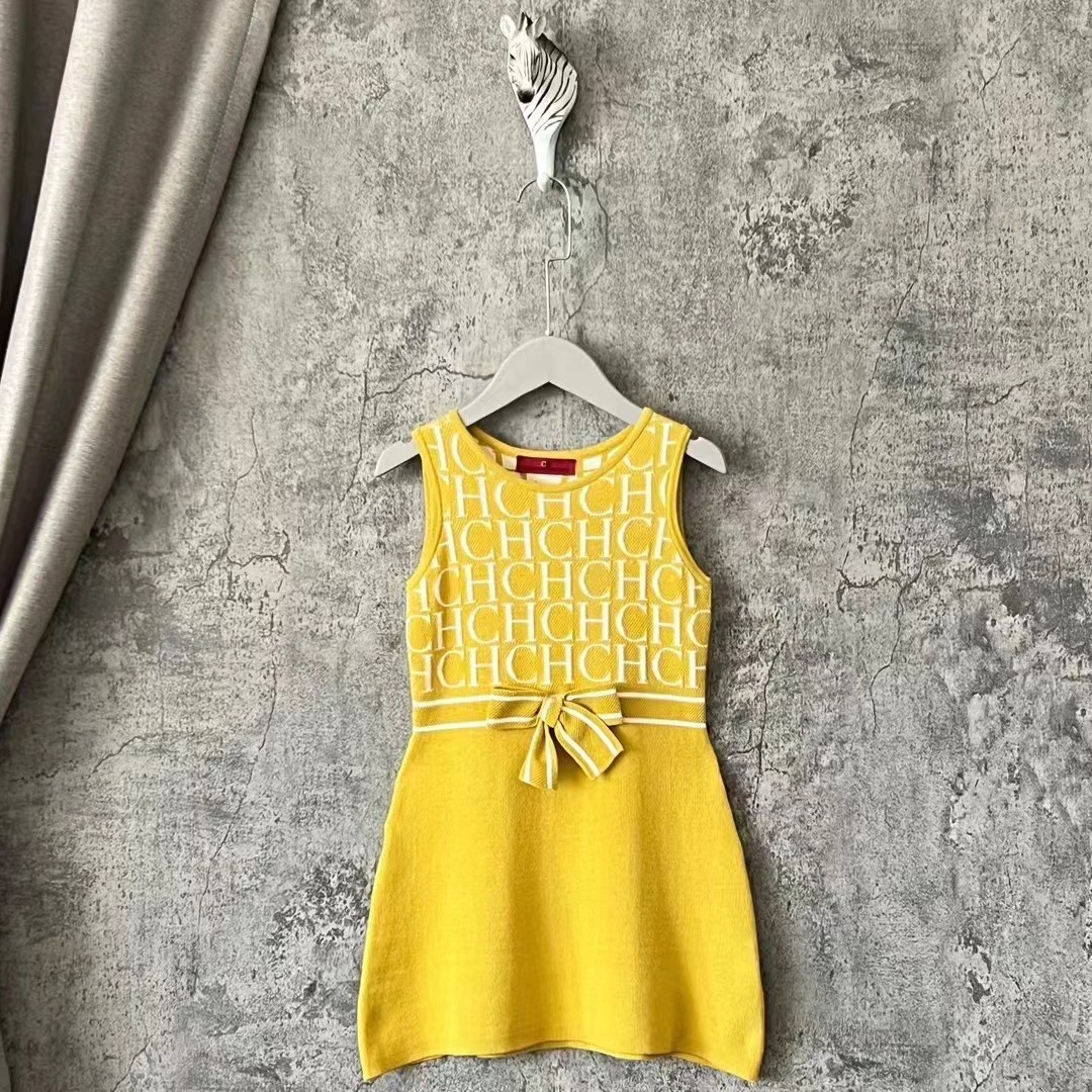 Vente chaude pour enfants printemps été tricoté en une seule pièce pour enfants filles filles classiques robes formelles robes d'école pour enfan