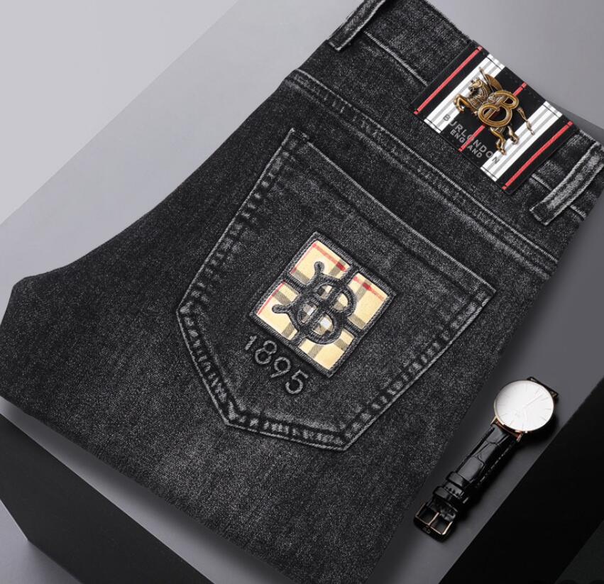 Mens Jeans Fashion European American Style Stretch Men Luxury Denim Pants Slim Straight Deep Blue Gentleman
