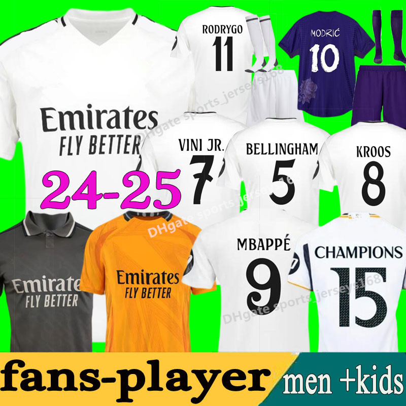 24 25 VINI JR MBAPPE Soccer Jerseys final Real Madrids BELLINGHAM Football Shirt 36 campeones 2024 2025 KROOS CAMAVINGA Rodrygo MODRIC Camisetas Men Kids Kit Uniform 