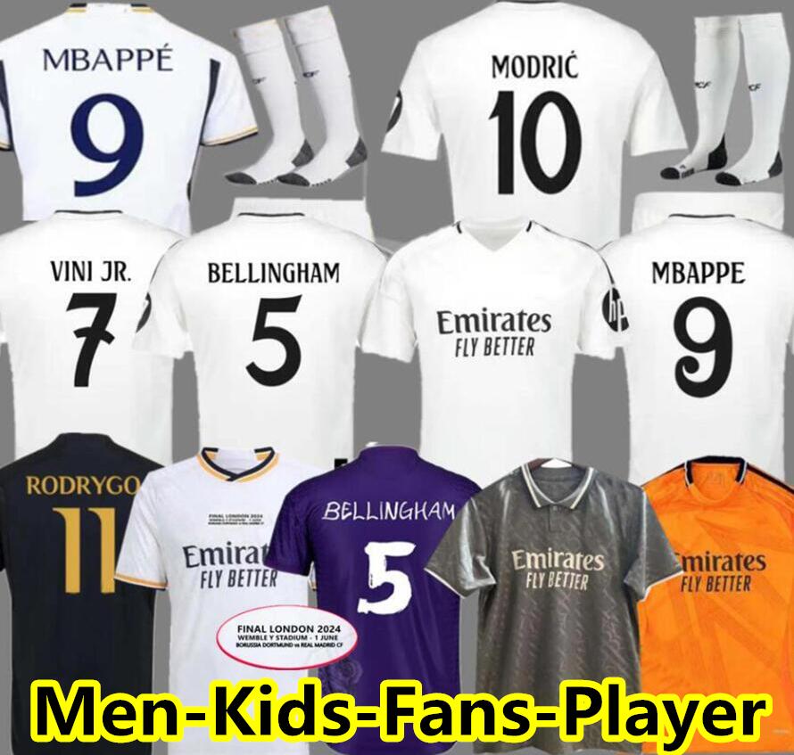 23 24 25 Soccer Jerseys RODRGO Camiseta Football Jerseys VINI JR GULER Mbappe Football Shirt Kids Bellingham 2023 2024 2025 Real 4th MadridS KROOS JUSELO final 