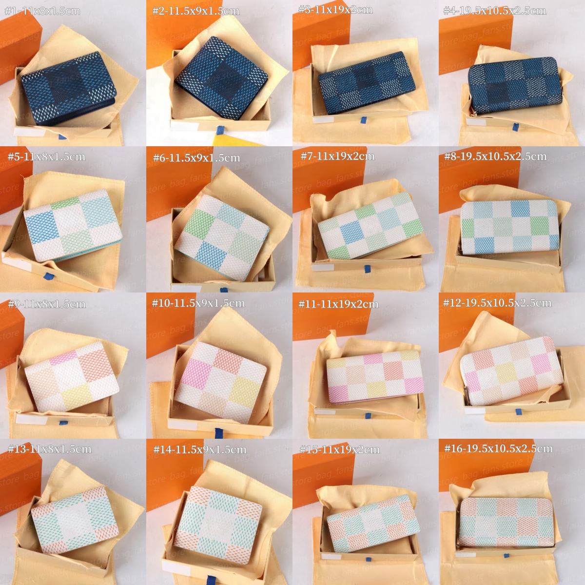 Fashion Designer Mini Wallets for Women Men (plz choose color according to the pic) Portable Card Holders with Logo Printing Chessboard Grid Long-image-986612018