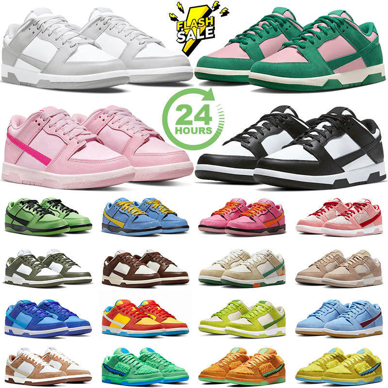 2023 Panda shoes for men women White Black Grey Fog Lilac Active Fuchsia Triple Pink GAI UNC lows Sanddrift mens trainer 
