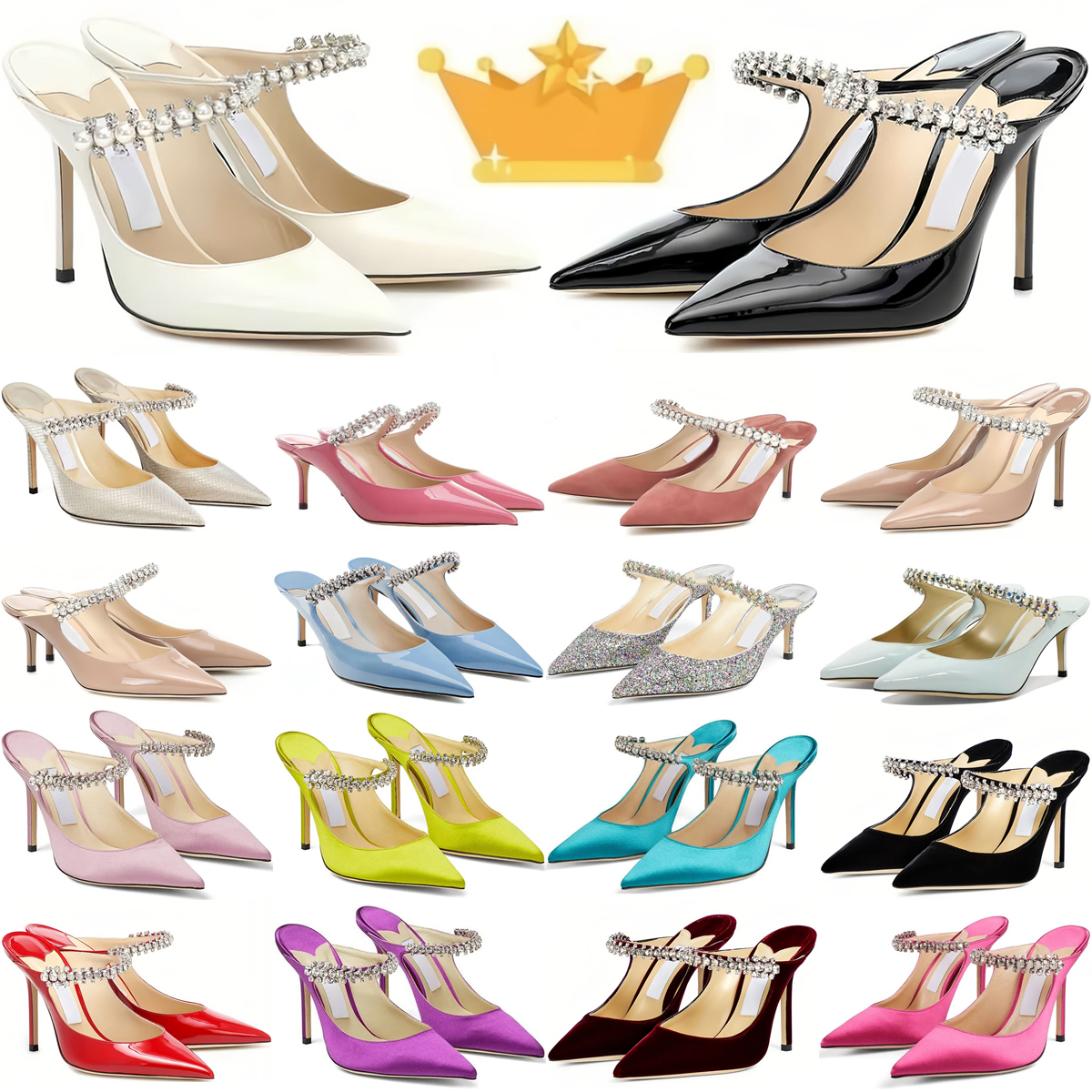 designer heels Womens Dress Shoes London slingback Heel Crystal Strap Pumps Lady Sandals Classic party Wedding shoe Sandal-image-971866343