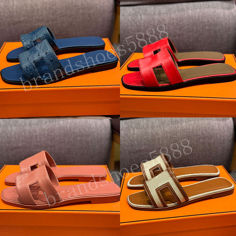 Designer Shoes Womens Sandals Slippers Leather Women Palm Print Slippers Fashionable Minimalist Summer Sandals Slippers Flat Comfortable Shoes In-image-986442302