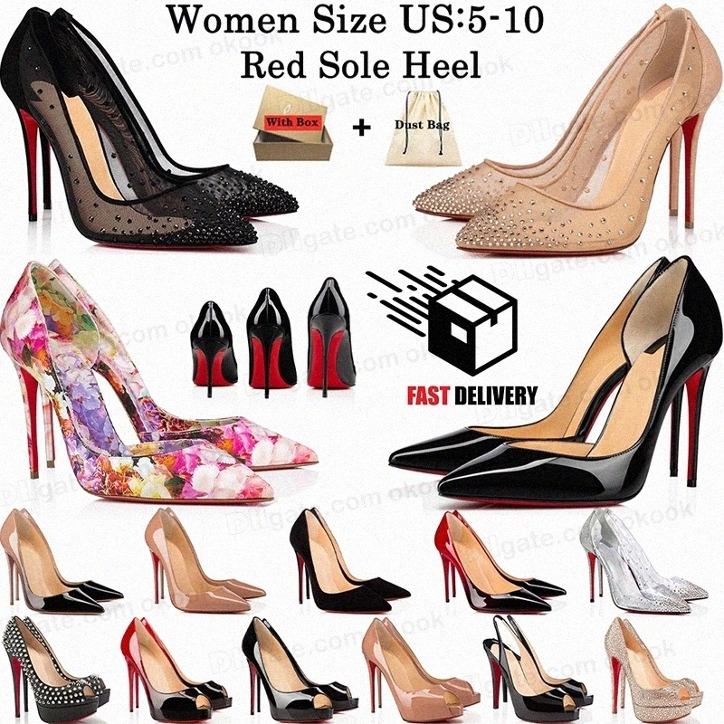 With Box Red Bottoms Designers High Heel Womens Luxurys Pump Platform Peep-toes Sandals Sexy Pointed Toe Red Sole 8cm 10cm 12cm Sneakers