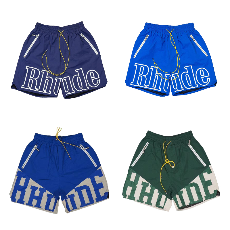 Designer mens Rhude Shorts Limited Rhude Shorts New Summer Swim Short Knee Length Hip Hop High Street Sports Training Beach Pants Mens Elastic Wa-image-986634982